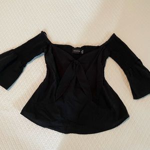 MINKPINK Black Off The Shoulder Smocked Top